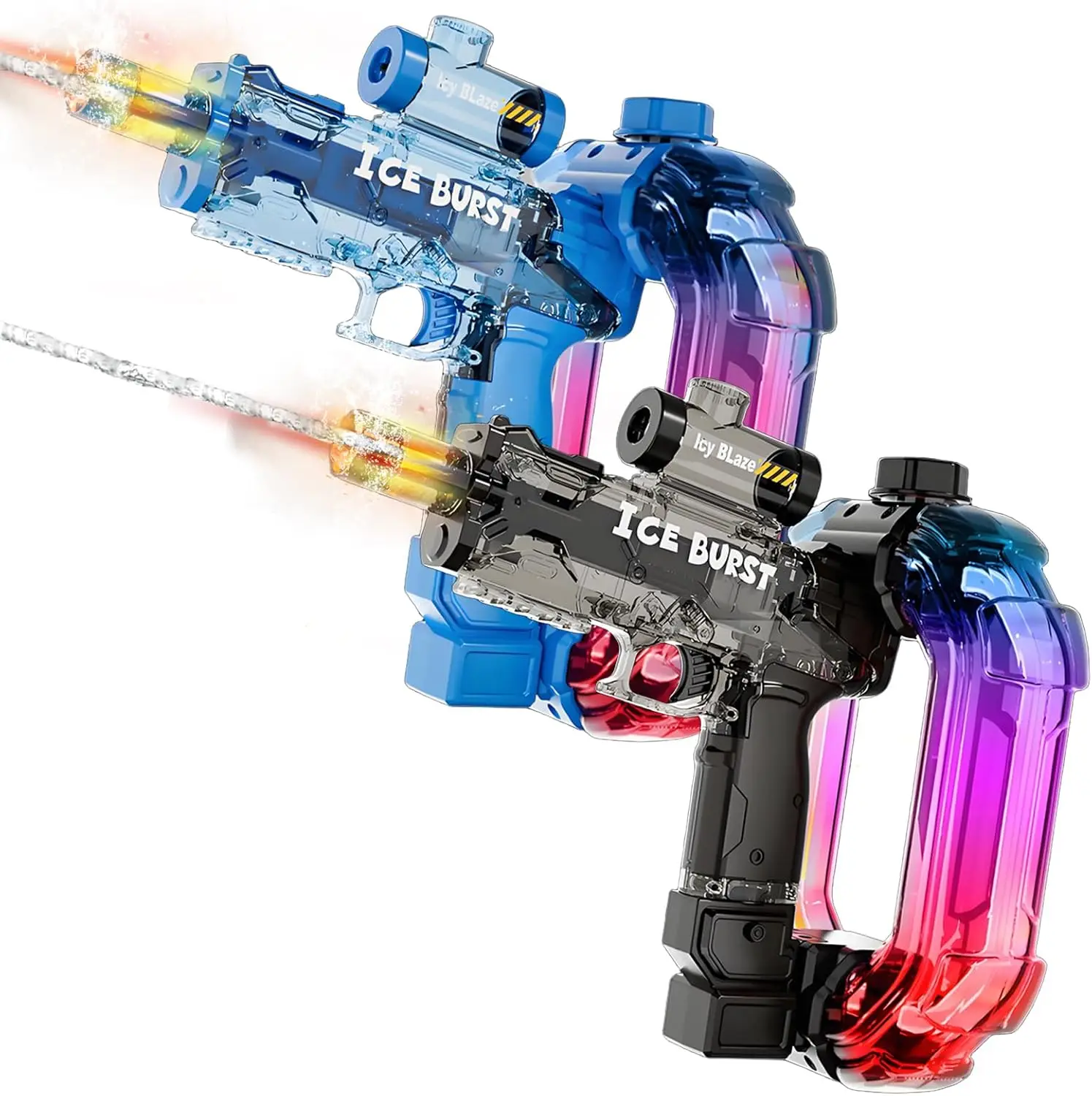 

Electric Water Gun 2 Pack, 30ft Range, LED Light, Outdoor Pool Toy