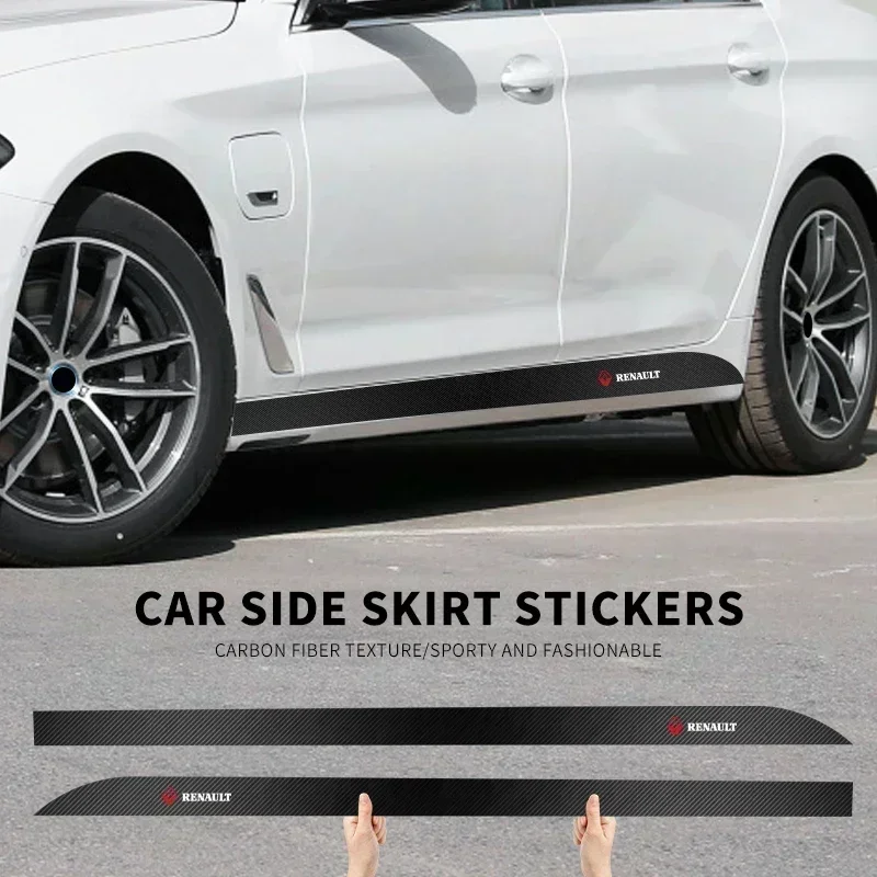 2x Car Door Side Skirt Sill Stripe Carbon Decals Accessories For Renault Megane 2 3 4 RS Grand Scenic Clio 4 Captur Duster