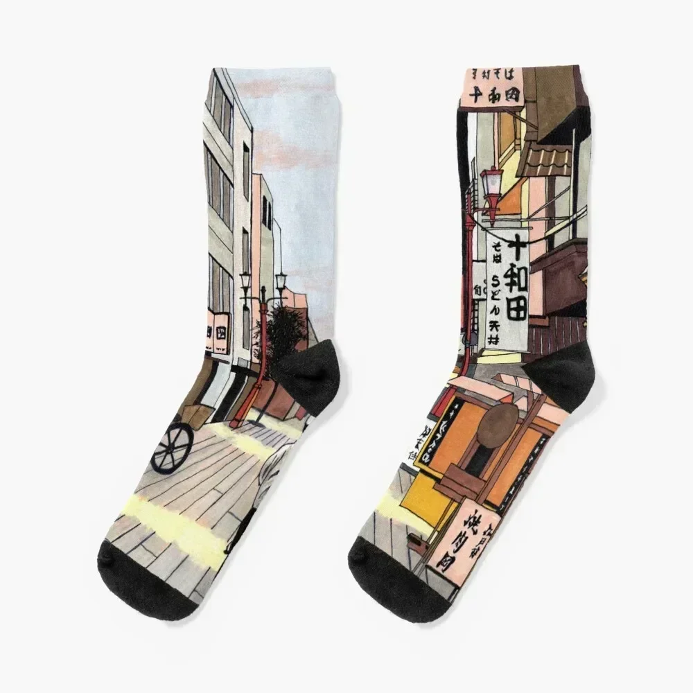 Early Morning Ride in Japan Socks cool winter thermal Crossfit Socks Women's Men's