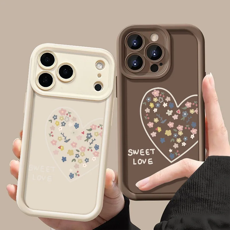 حافظة منقوشة على شكل قلوب حب حلوة لهاتف آيفون 17 حافظة لهاتف آيفون 16 15 14 13 12 Pro Max 17 16 Pro Air 16e 11 غطاء هاتف ناعم من البولي يوريثان