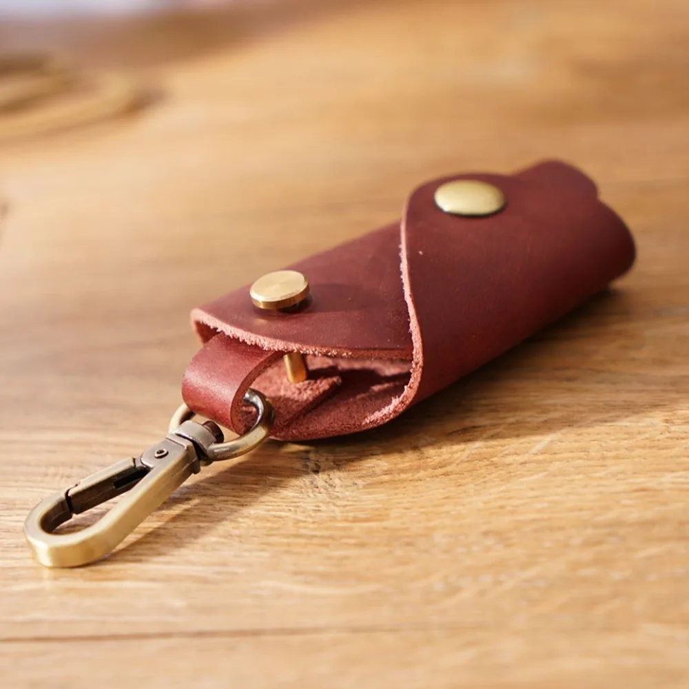Fashion Genuine Leather Mini Key Bag Minimalist Luxury Men Car Key Pouch Portable Handmade Pocket Keychain Case Home