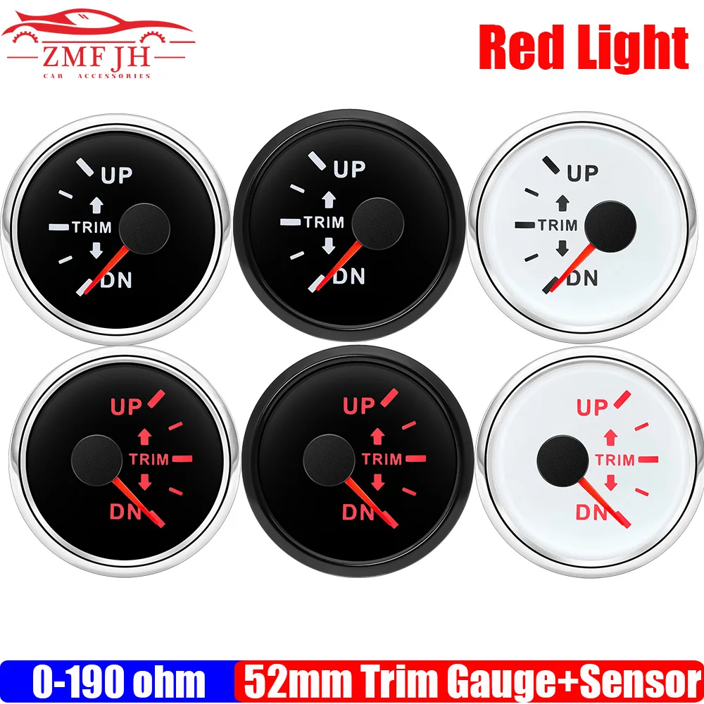 

Red Light 0-190ohm Trim Gauge for Inboard Outboard Engine 52mm Marine Trim Tilt Indicator Meter with Sensor Boat Yacht Custom
