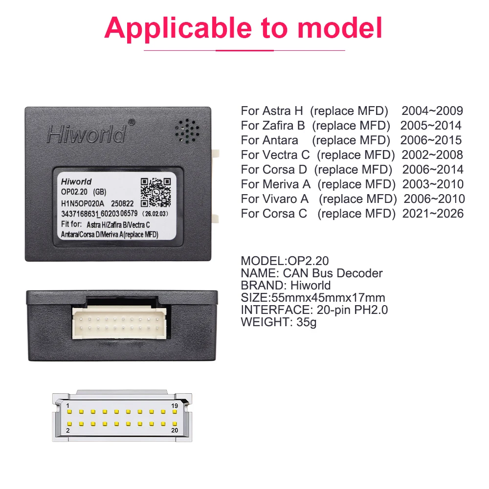 Image 3: Adaptateur décodeur autoradio Android Canbus pour Opel Astra H Zafira B Antara Vectra C Corsa D Meriva A - Remplacement MFD