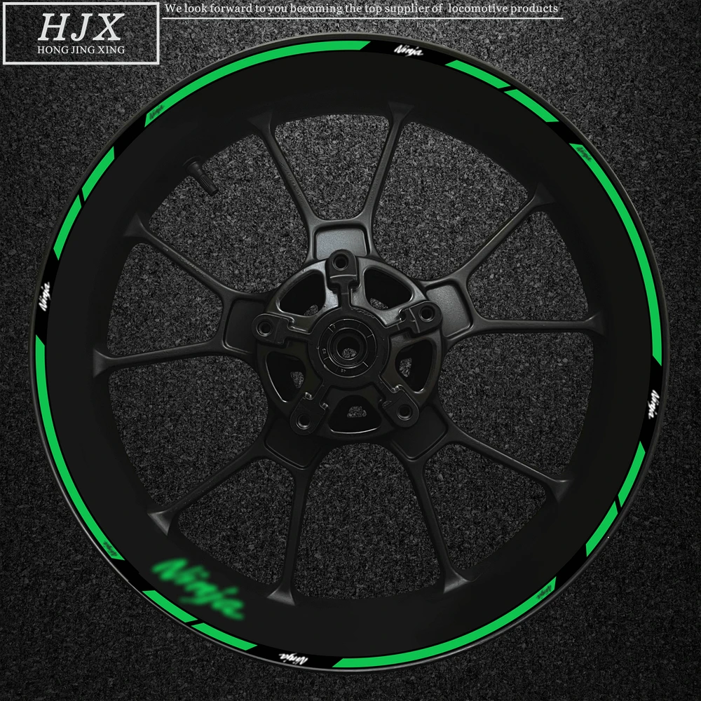 

Для мотоцикла Kawasaki 17-дюймовая наклейка на ступицу колеса, украшение логотипа Ninja 125 250 300 400 650 ZX-6r 10R 14R, светоотражающая наклейка на обод