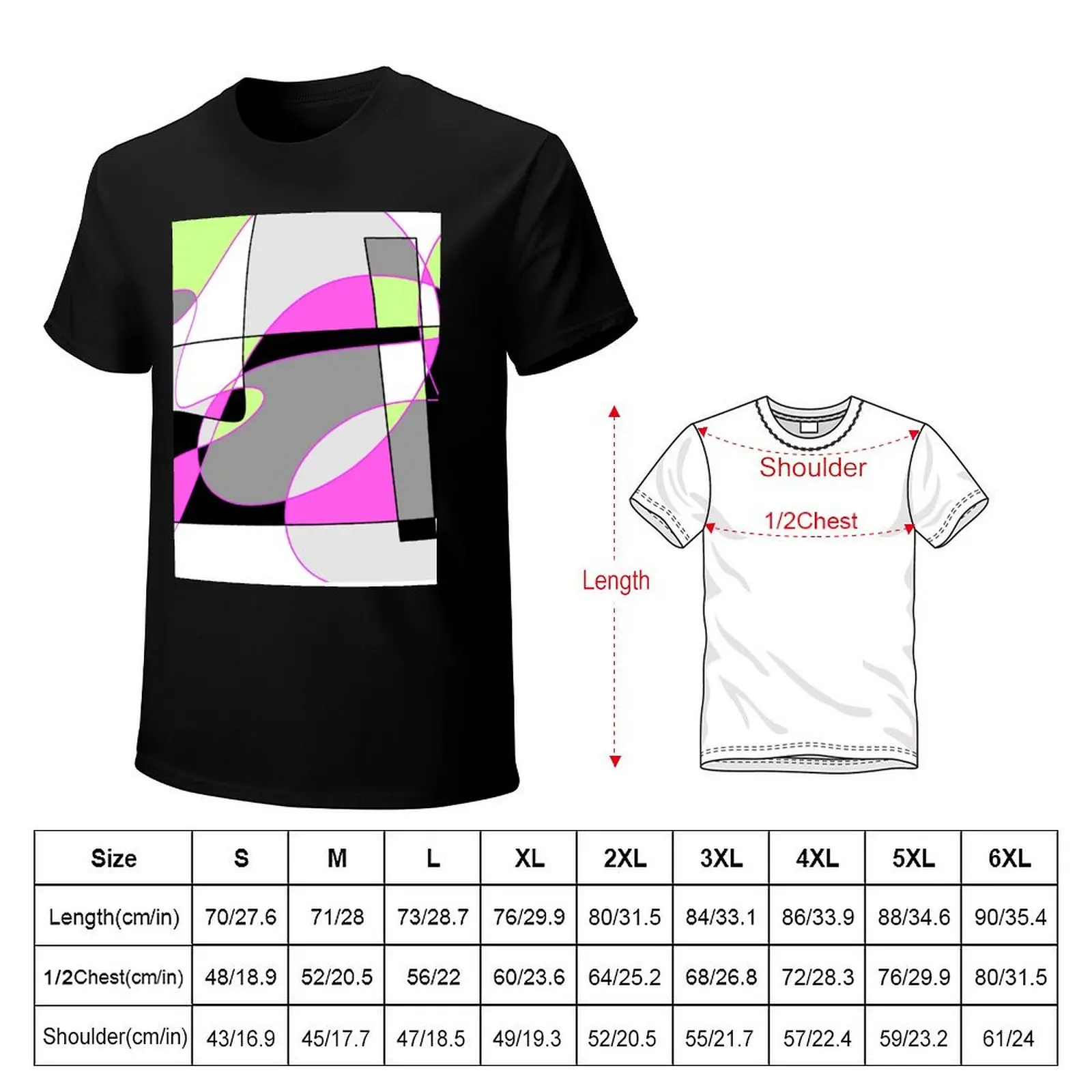 Modern Geometric Abstract in Pink Lime Green Gray White Black T-Shirt man t shirts graphic T-Shirt