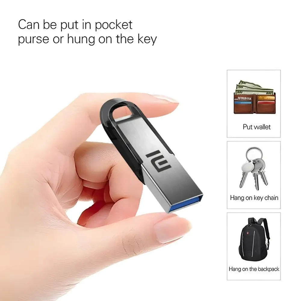 Xiaomi USB 3.2 Clé USB 2 To 1 To Haute Vitesse Pen Drive 512 Go 64 Go Adaptateur TYPE-C Pen Drive Métal Étanche Clé USB Disque Flash