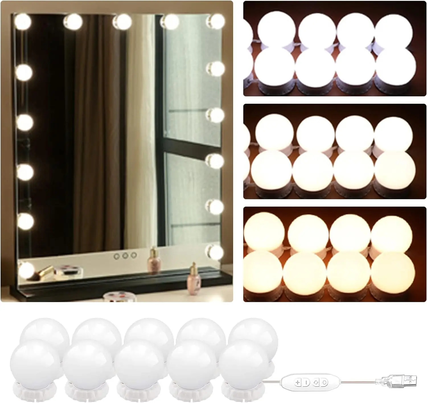 Vanity Lights for Mirror, 10 LED Dressing Table Mirror Lights, Makeup Light for Cosmetic Mirror Dressing Table Brightness