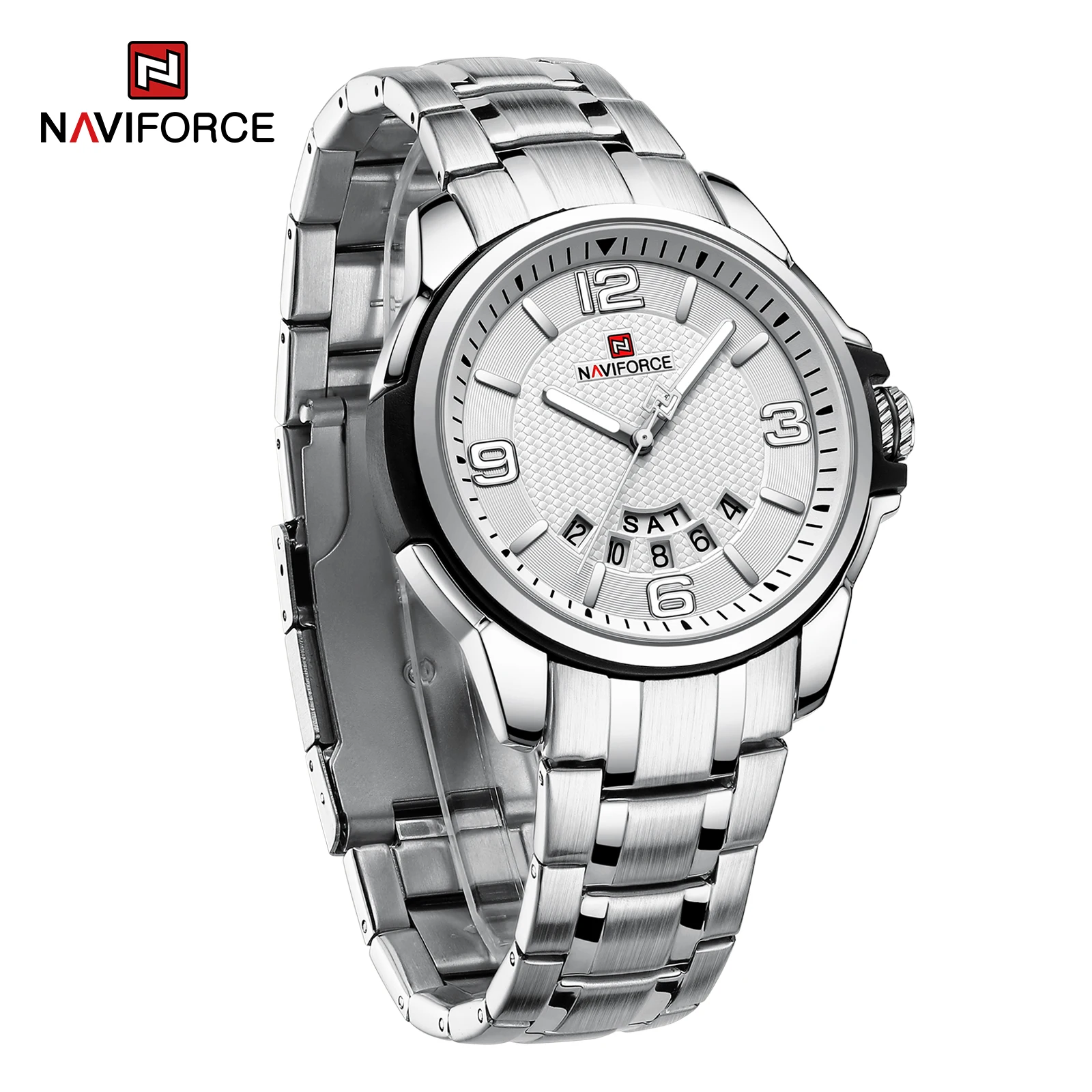 

NAVIFORCE Luxury Men's Quartz Watch Sports Waterproof Wristwatch Stainless Steel Band Luminous Business Clock Relogio Masculino