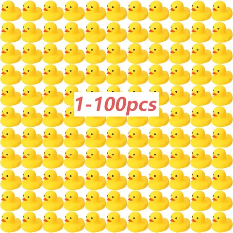 1-100 sztuk żółtych gumowych kaczek, zabawek Piskliwe gumowe kaczki Śliczne pływające kaczki na przyjęcie urodzinowe Nagrody klasowe Dekoracja samochodu