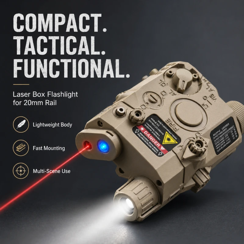 

Sand PEQ15 Compact Hobby Tactical Lamp Box Red Green IR Signal Flash Torch 20mm Picatinny Rail