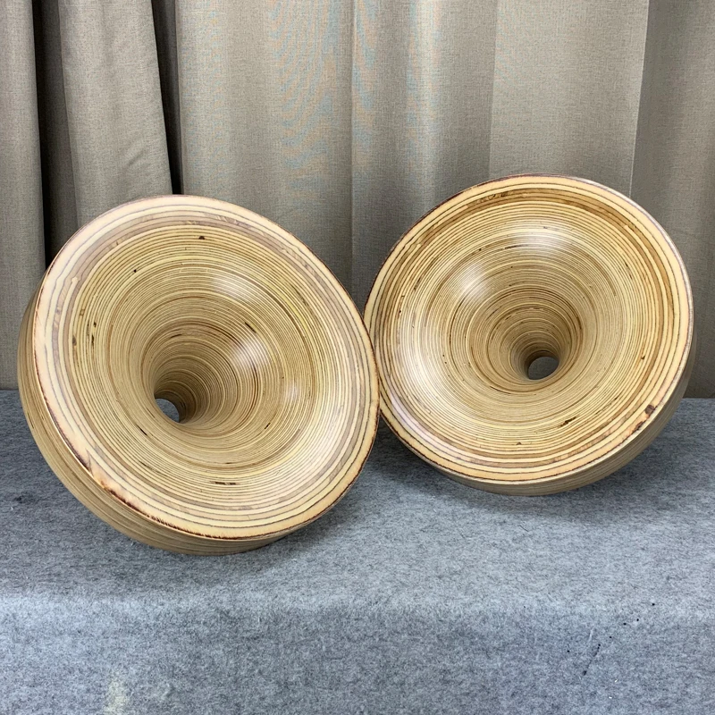 Wooddiy 2 inch Throat Wooden Horn One Pair 18 Inch Speaker Empty Wood Horn Birch Plywood Spharisches Shell Round Horn