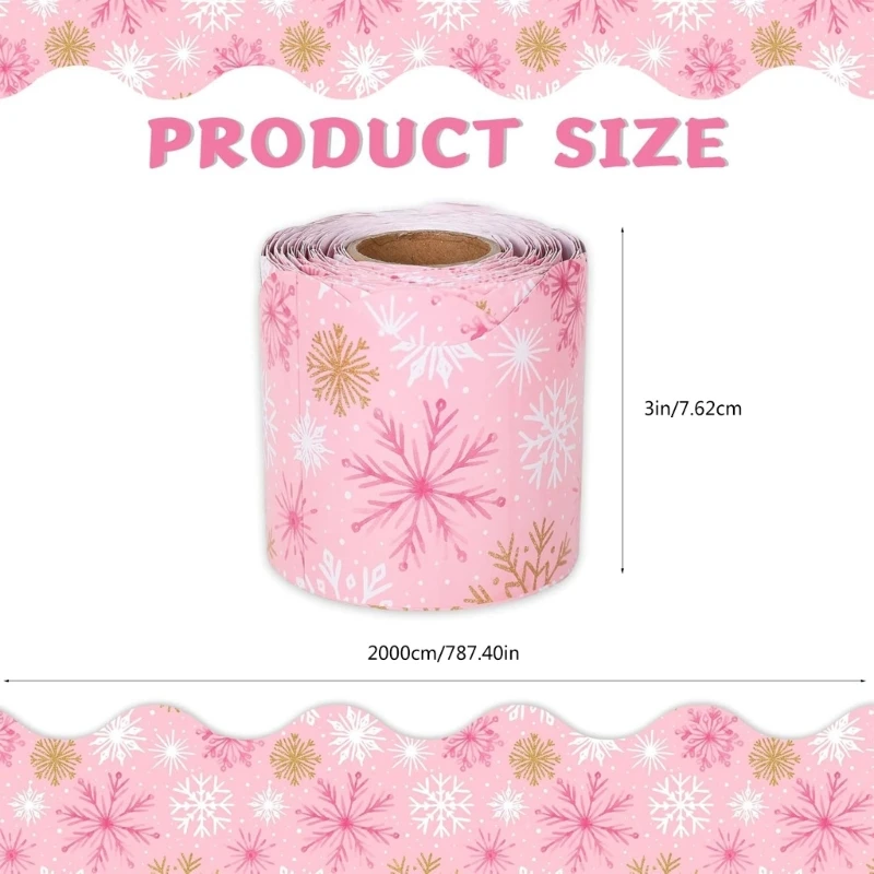 Snowflakes Pattern Border Trim Wall Sticker 65ft Length for Chalkboard Bulletin Board Notice Board Christmas Decoration  D2RC