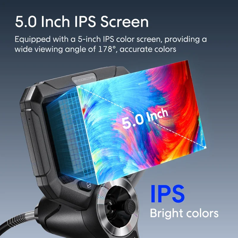 720 Degrees All Way Steering 3.9mm Industrial Endoscope with 5 Inch HD Screen for Car Pipe Sewer Inspection Borescope Camera