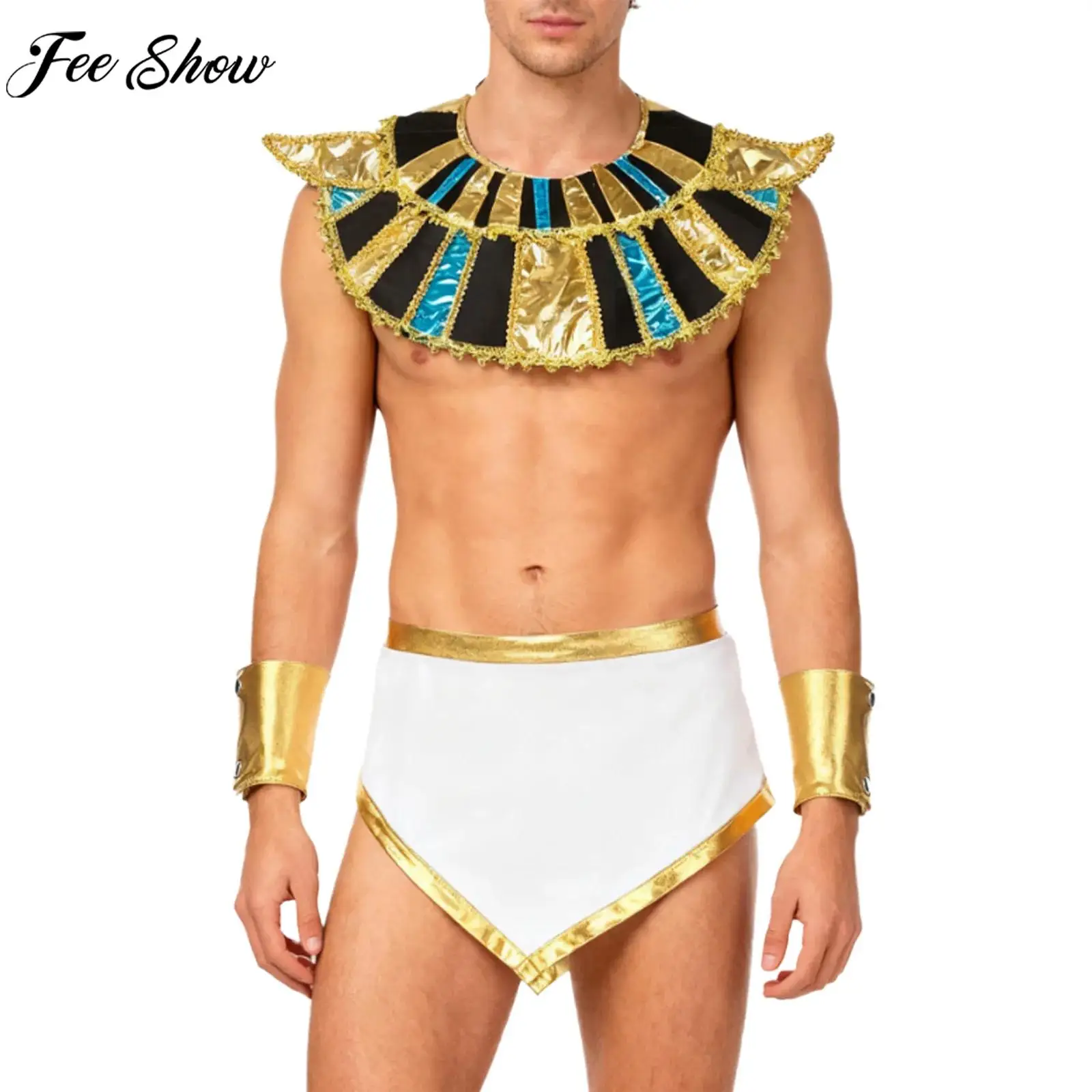 fantasia-masculina-do-antigo-egito-farao-rei-gola-metalica-brilhante-com-punhos-de-saia-para-performance-de-festa-tematica-de-halloween