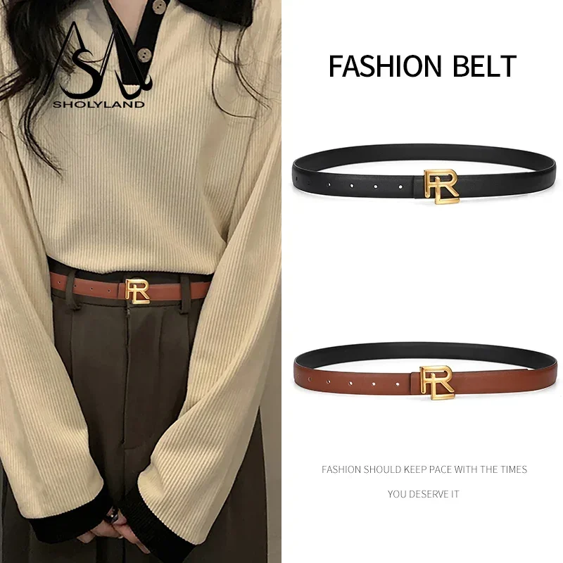 High Quality Women\'s Belt with Elegant Gold Letter Button Top Suitable for Daily Multifunctional Jeans Decoration and Fashion