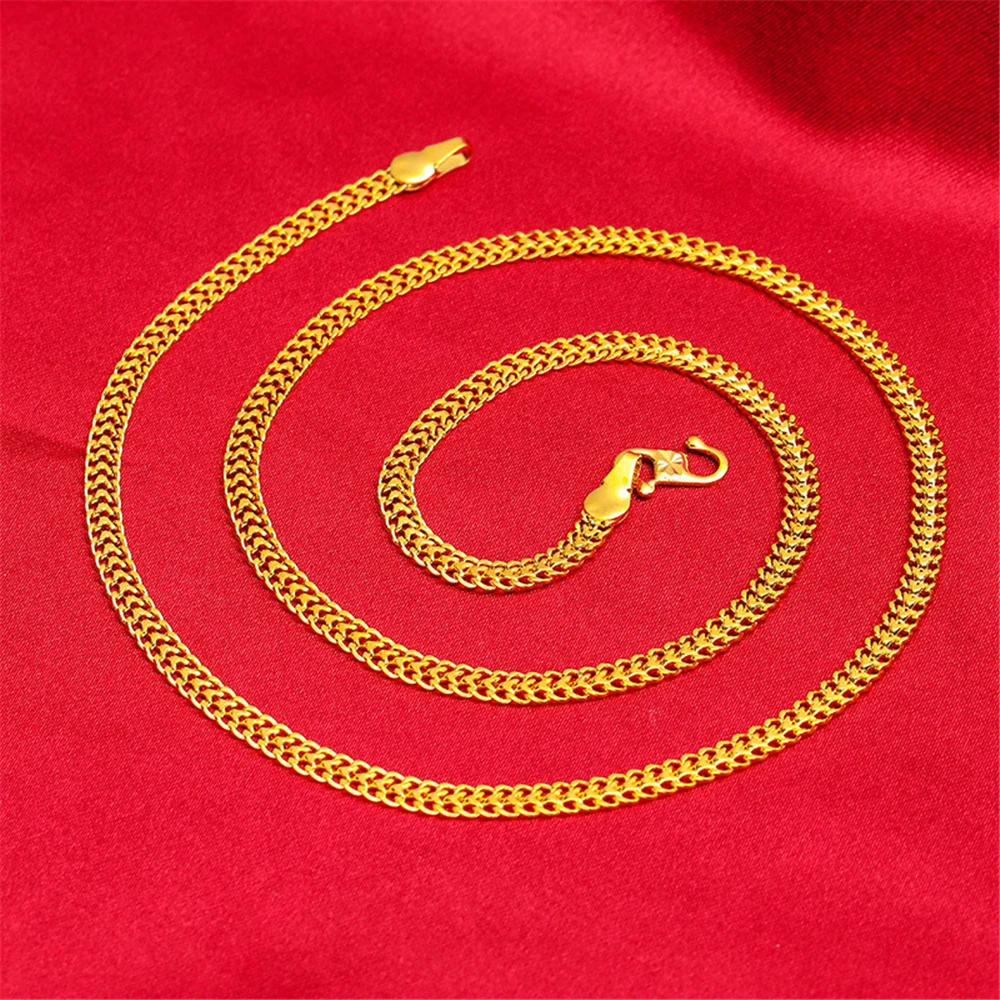 Yellow Gold Plated Jewelry Sets For Women 5mm Weaver Chain Necklace Bracelet 2pcs Jewellery Accessories Set Party Gifts Bijoux