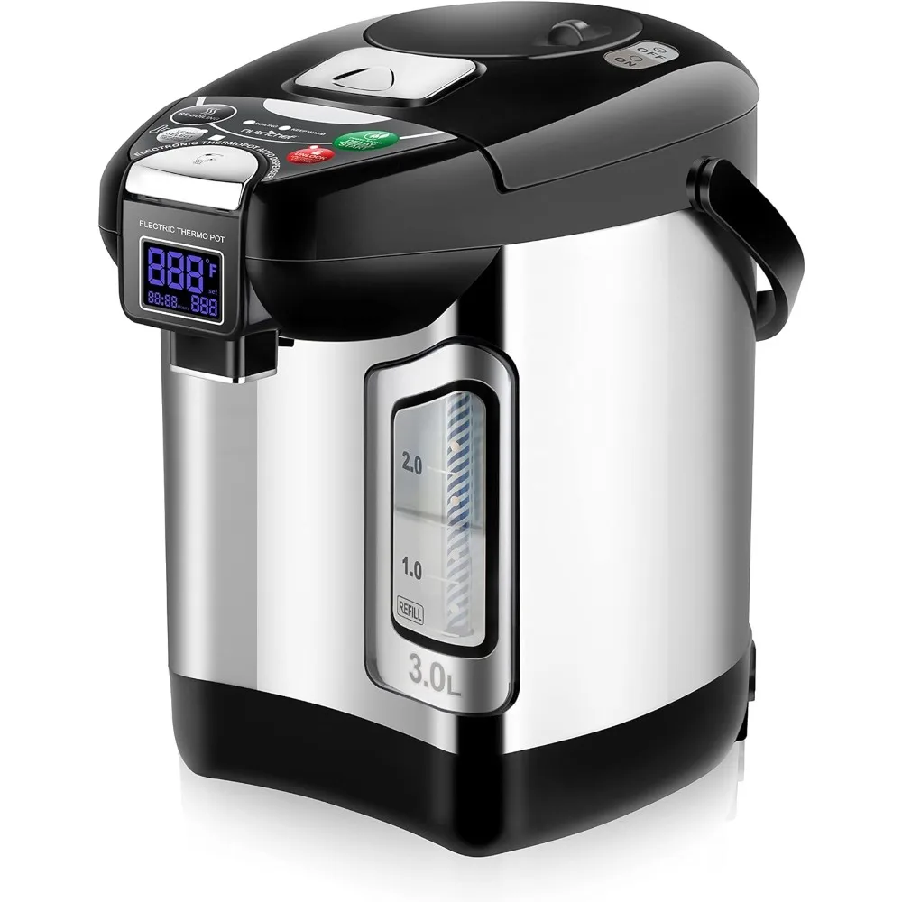 Digital Water Boiler and Warmer, 3L Electric Hot Water Dispenser w/ LCD Display, Rotating Base, Auto Shut Off, Safety Lock