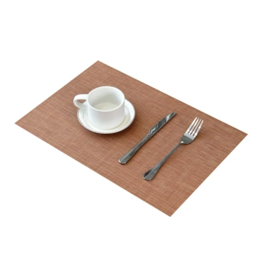 New Washable Woven Table Mats Solid Color PVC Weave Western Food Mats Insulating Heat Resistant Water Cup Mat Home Decor