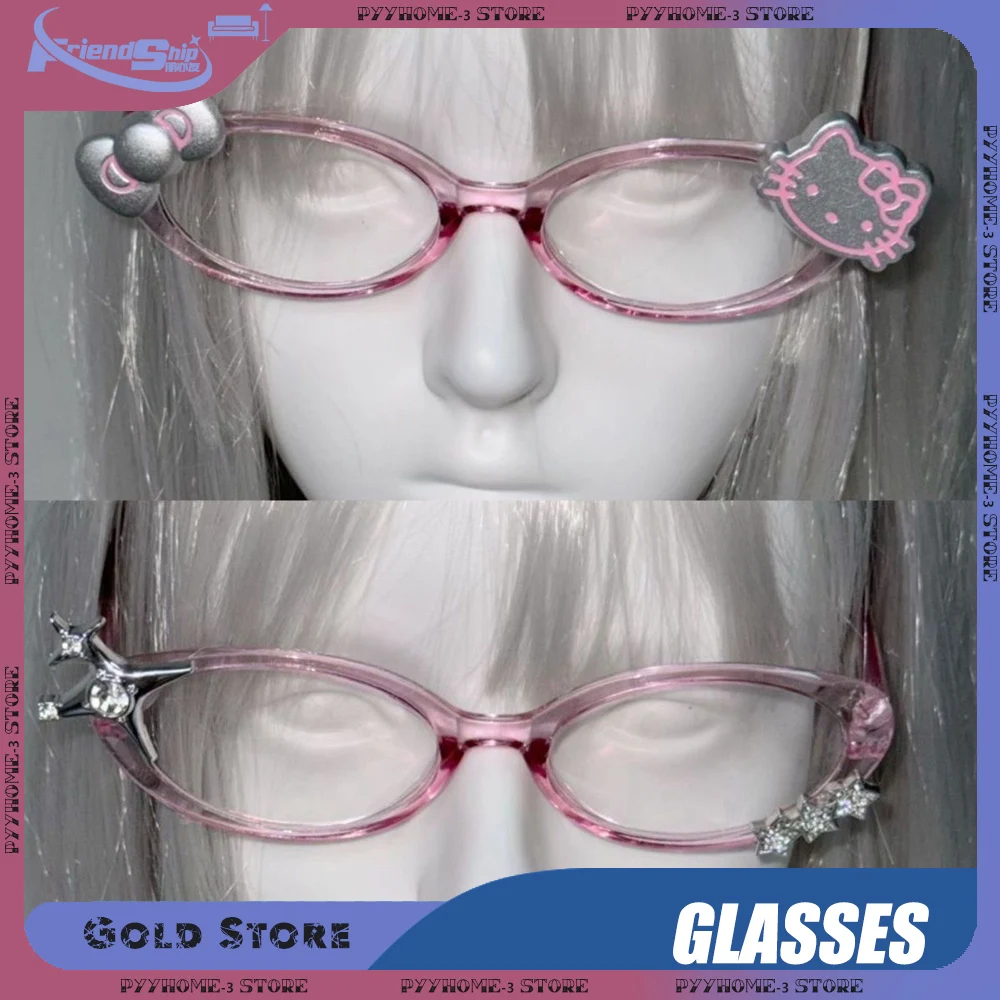 نظارات Y2K مرحبا كيتي نمط ثقافي سانريو الكرتون نظارات صور الديكور موضة فتاة حار عيد ميلاد أنيمي البضائع