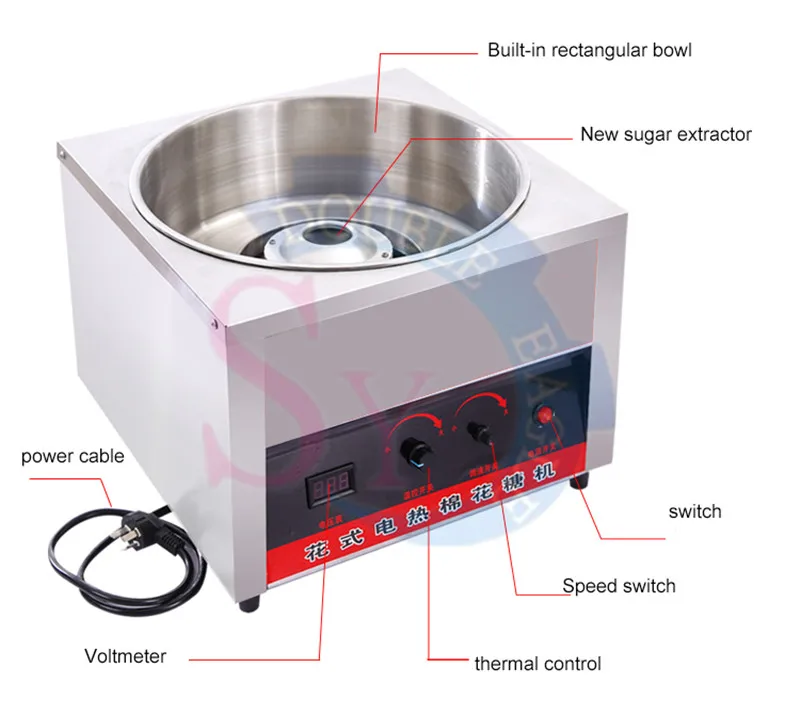 ماكينة خيط حلوى القطن 110 فولت/220 فولت ماكينة صنع خيط الحلوى التجارية معدات صنع القطن الكهربائية من الفولاذ المقاوم للصدأ