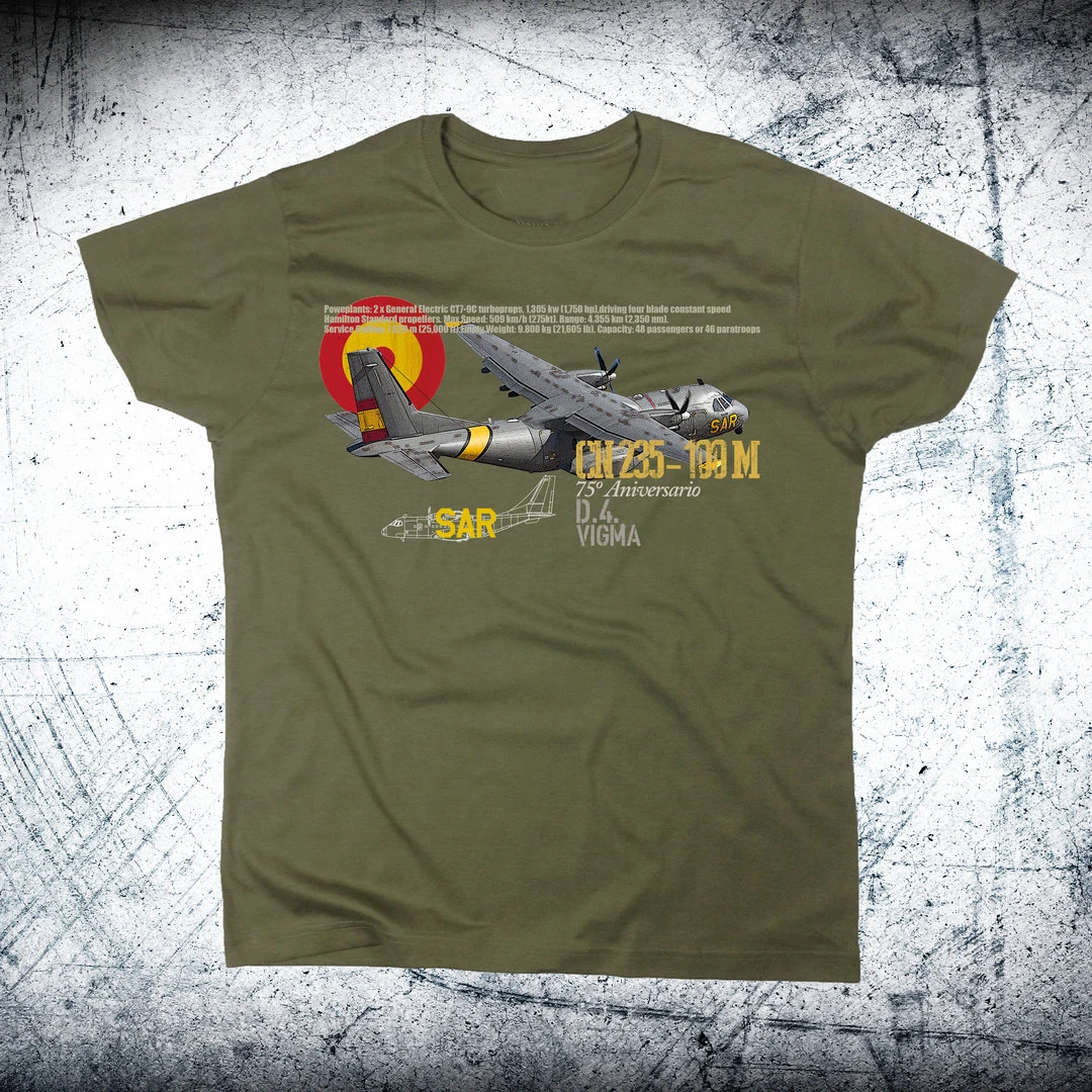 Spanish Air Force 48th Wing CN235 Transport Aircraft T-Shirt. Summer Cotton Short Sleeve O-Neck Mens T Shirt New S-3XL