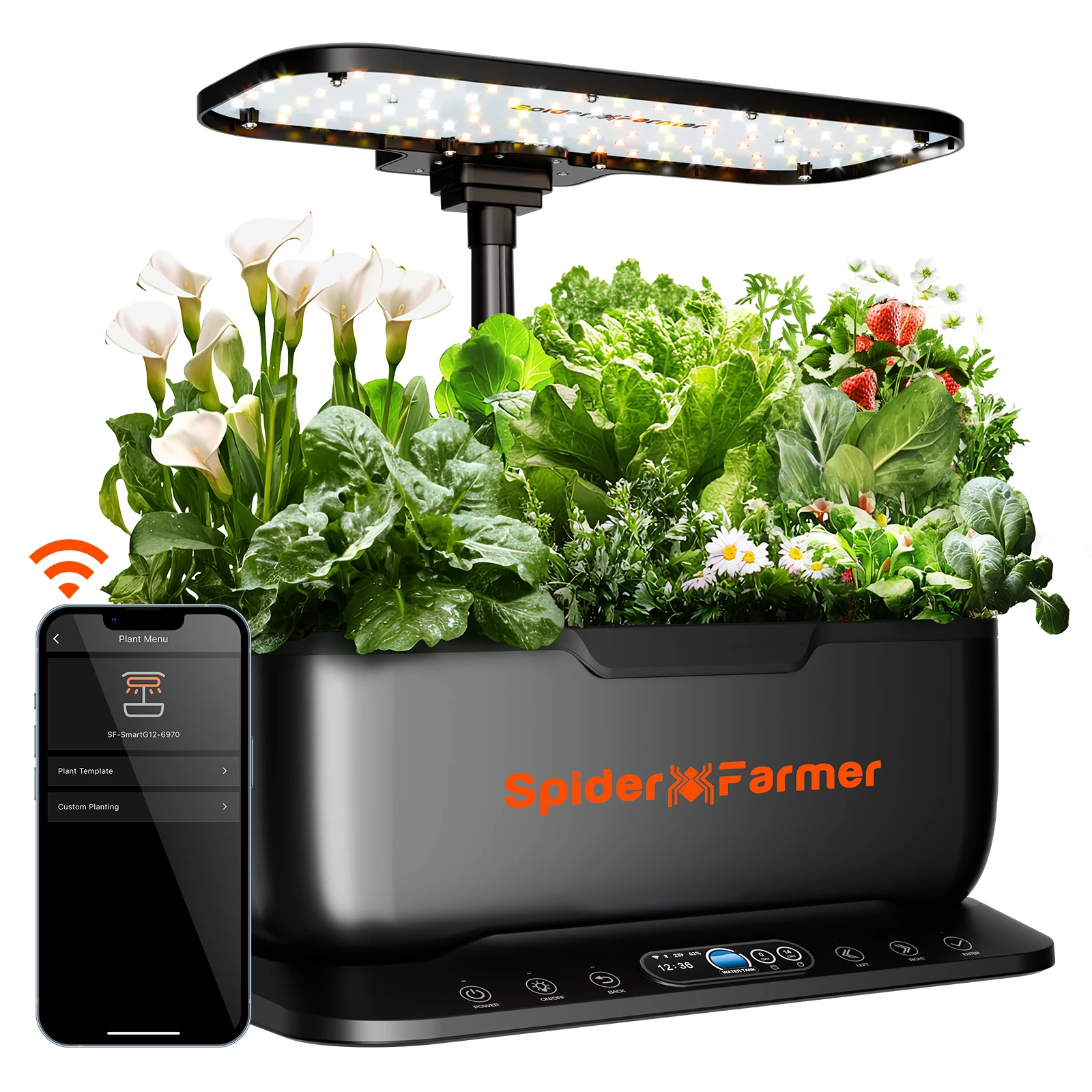 Spider Farmer 2024 NEW Smart G12 Hydroponics Growing System for Indoor Seedling Veg Bloom Flower Plants Hydroponics