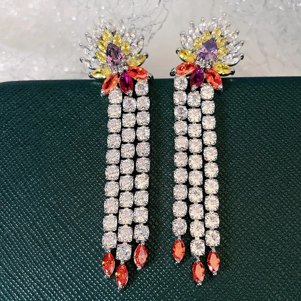

Missvikki New Gorgeous CZ Luxury Tassel Pendant Earrings For Women Bridal Wedding Engagement Earrings Hot Popular High Quality