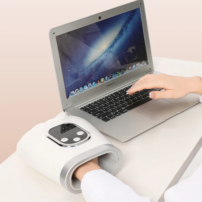 Masażer do rąk z poduszką powietrzną USB, trzy prędkości, masażer z gorącym kompresem i trzema poziomami siły masażu