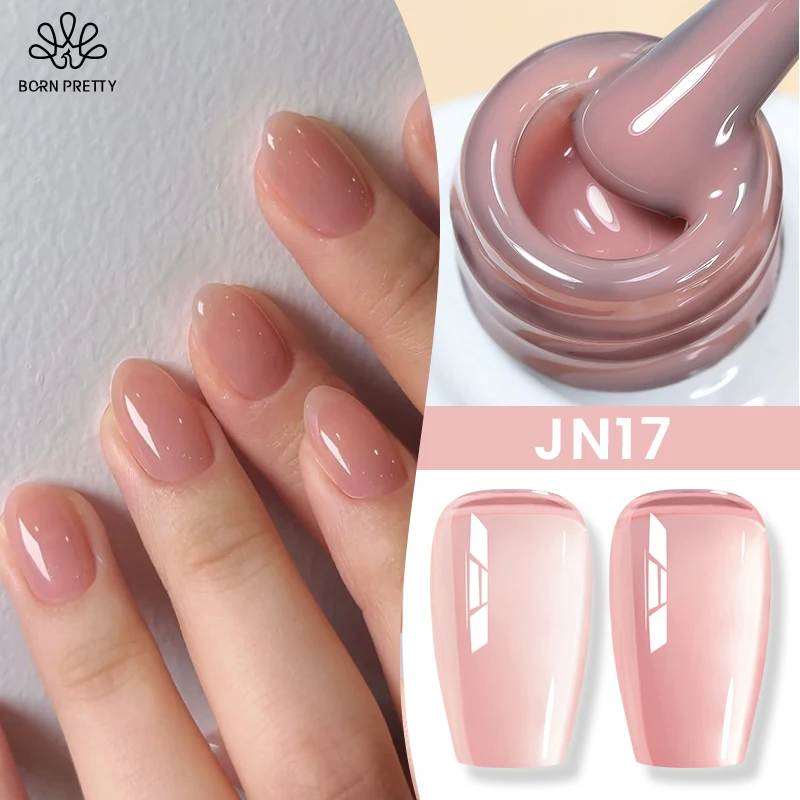 BORN PRETTY Esmalte de Uñas en Gel Transparente Rosa de 10 ml, Esmalte de Uñas en Gel Nude, Esmalte de Uñas en Gel LED/UV, para Salón de Uñas o Uso Doméstico, Regalo para Mujer
