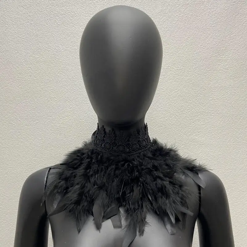1PCS Halloween Costume Decor Turkey Feather Neck Wrap Feather Scarf Spliced Material Halloween Costume Decor Turkey Feather