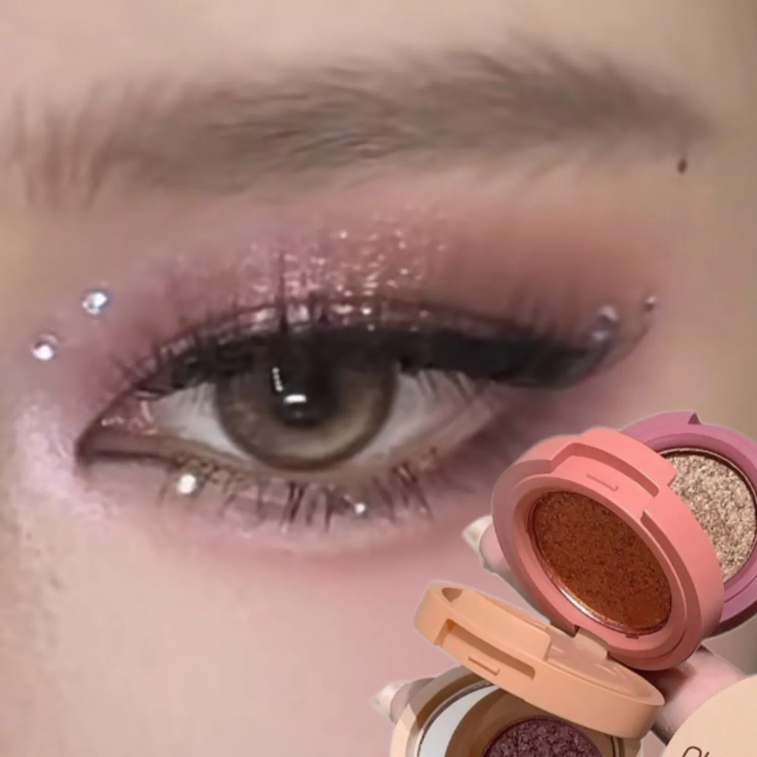 SHAQINUO 3 레이어 3 색 올인원 아이 섀도우 케이크 펄 파인 글리터 다기능 올인원 아이 섀도우 팔레트