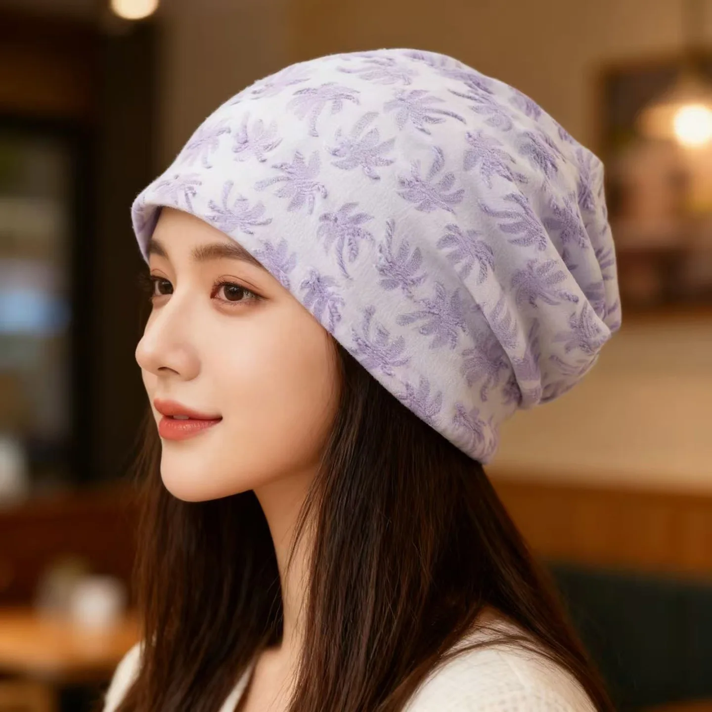 

Big Head Circumference Black Stacked Hat - Fashion Versatile Loose Pullover Baotou Couple Cold Cap