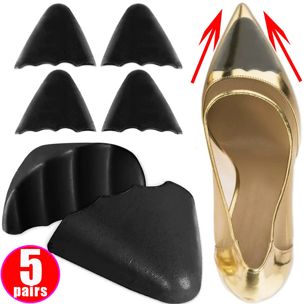 5pairs Soft Foam Half Insoles Reusable Pain Relief Protector Shoe Front Pads High Heel Toe Plug Shoe Insert Front Filler Cushion