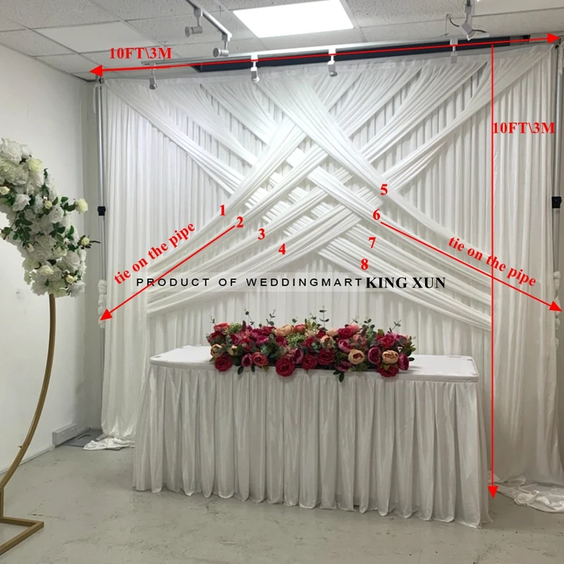 Crossed 10x10ft  Ice Silk Wedding Backdrop Curtain Stage Background Photo Booth For Event Party Decoration