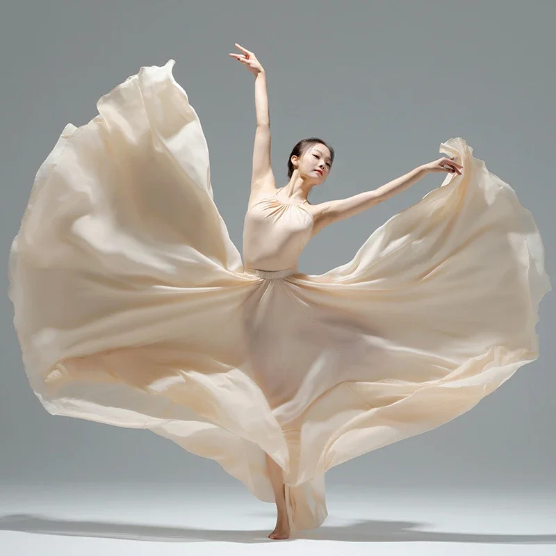 

17-color Flamenco Dance Costume Belly Dance Elegant Chiffon Skirt 720-degree Swing Skirt Cosplay Stage Dinner Party Beach Skirt