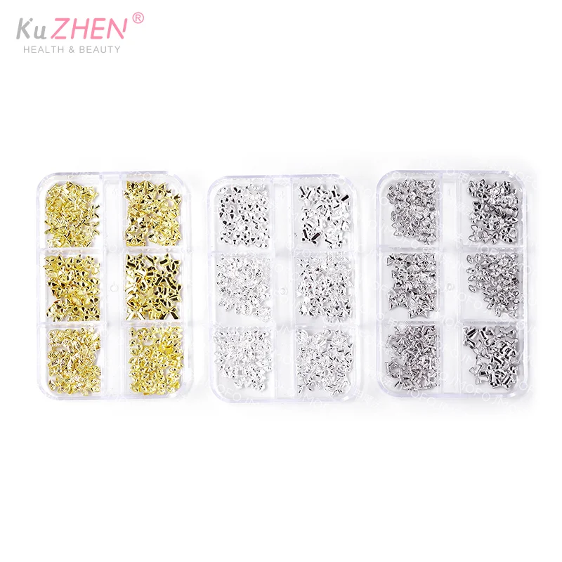 6グリッドミニボウネイルチャームゴールドシルバーボウパールネイルラインストーンネイルデコレーションパーツマニキュアアクセサリー