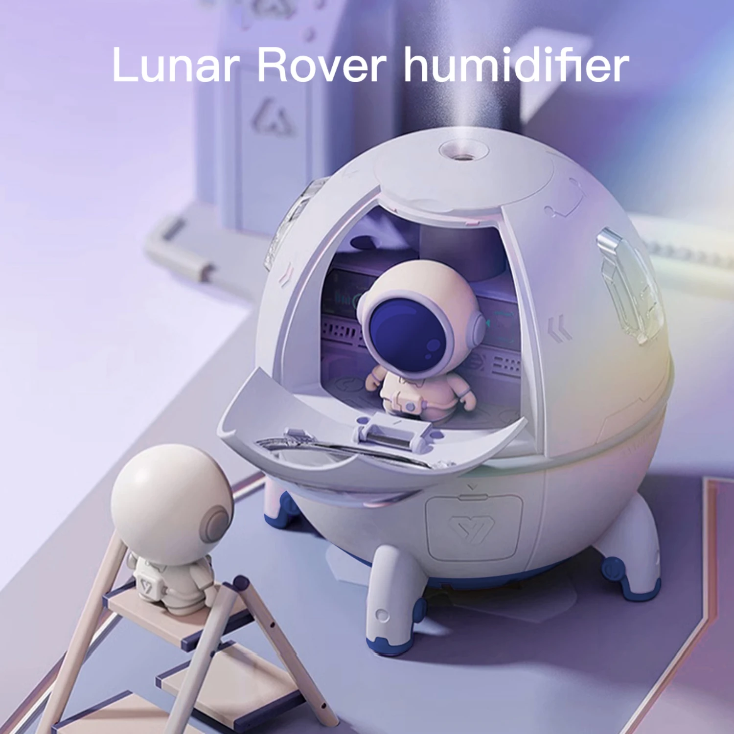 USB Portable Mist Humidifier Space Capsule Astronaut Design Air Humidifier with Colourful LED Lights Student Dormitory Car Use