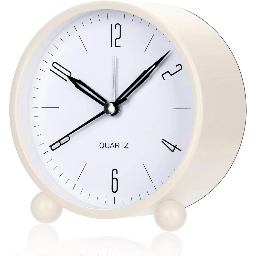 

Simulated alarm clock, 4-inch ultra quiet clock with no ticking, equipped with night light, battery powered