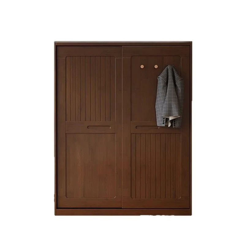 Nordic solid wood wardrobe sliding door household bedroom storage cabinet storage wardrobe