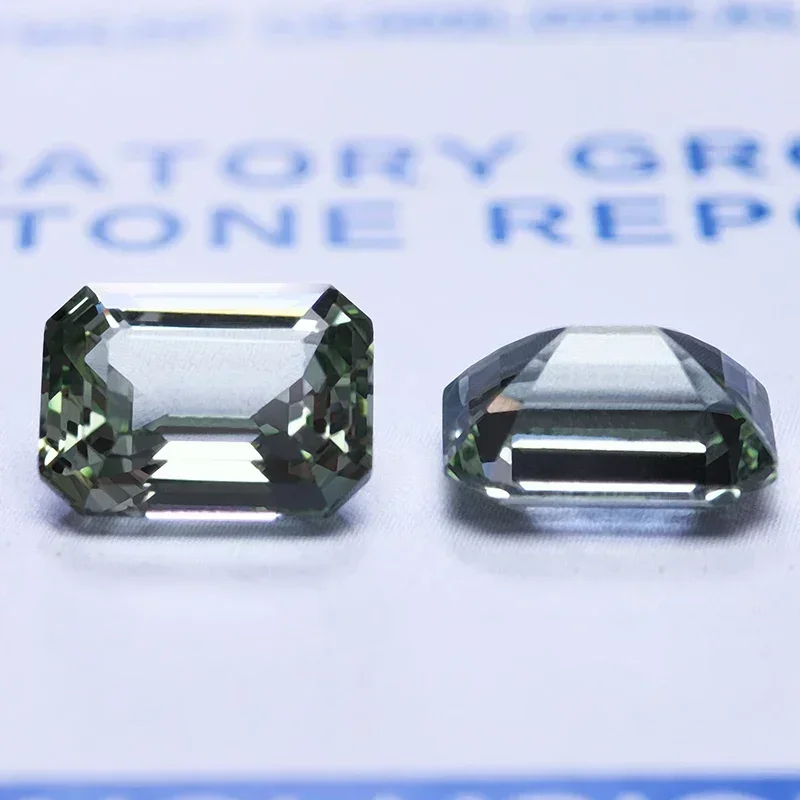 Top Lab Grown Sapphire Emerald Cut Green Color VVS1 Gemstone Charms DIY for Jewelry Making Materials Selectable AGL Certificate