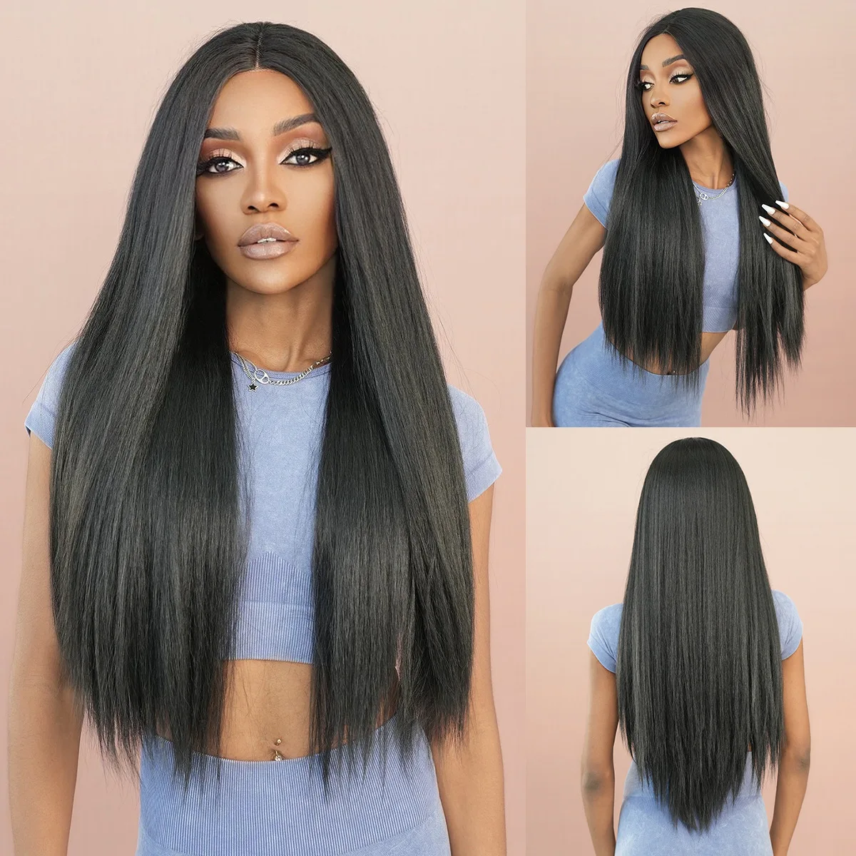 t-part-lace-yaki-natural-black-long-straight-hair-chemical-fiber-little-t-lace-wig