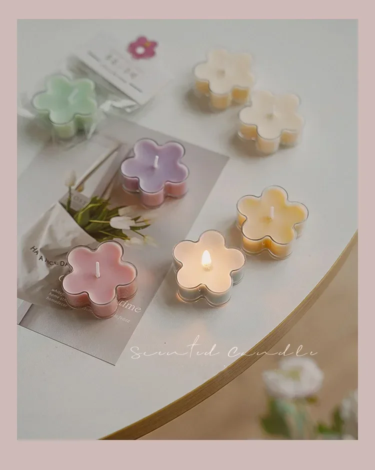 Flower Candle 4h Tea Light Scented Candle Aromatherapy Soy Wax Candles Wedding Birthday Candle Party Home Decoration