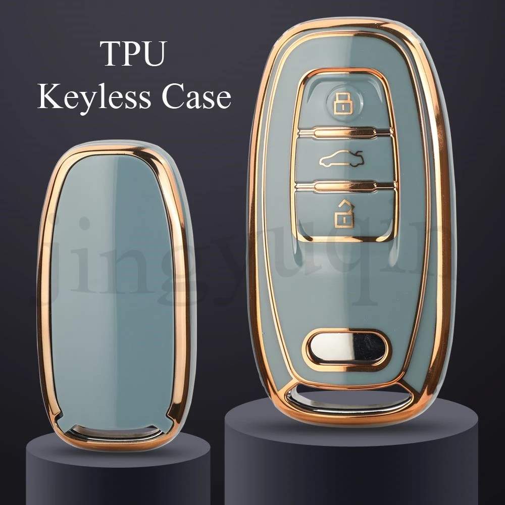 Jingyuqin 3BTN Fashion Soft TPU Car Key Case fob For Audi A1 A3 8V A4 B8 B9 A5 A6 C7 A7 A8 Q3 Q5 Q7 S4 S6 S7 S8 R8 Protector