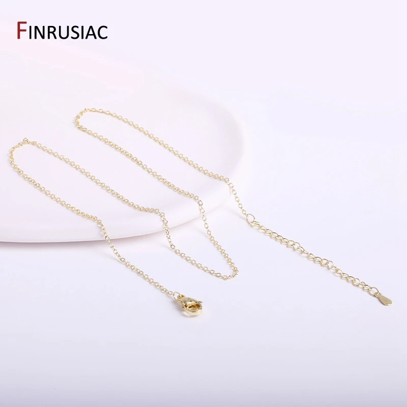46.5cm Length Real Gold Plated 1.3mm Chain For Necklace Making DIY Jewelry Making Chain Wholesale