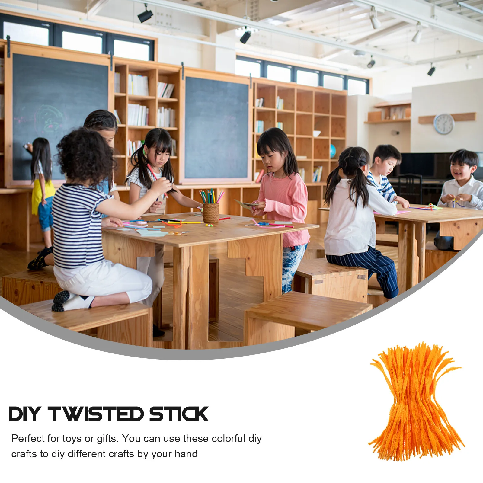 

100Pcs DIY Twisted Stick Craft Supplies Colorful Bendable Stems for School Art Projects Chenille Stem Making Material