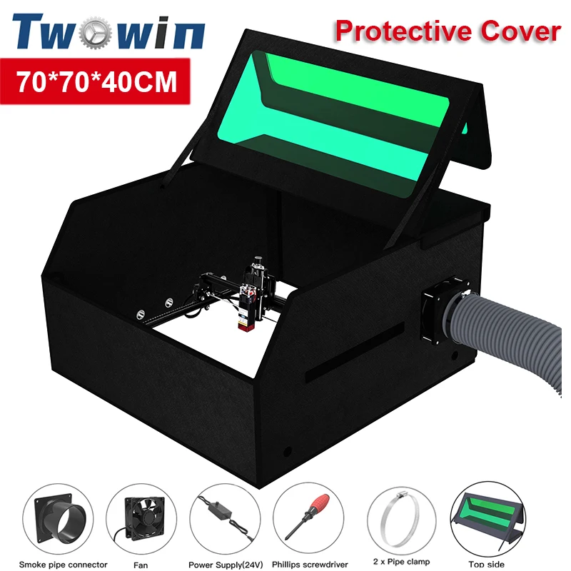 

TWOWIN Laser Engrave Machine Enclosure Eye Protection Vent Powerful Fan Protective Cover for XTOOL Ortur ATOMSTACK Sculpfun s9