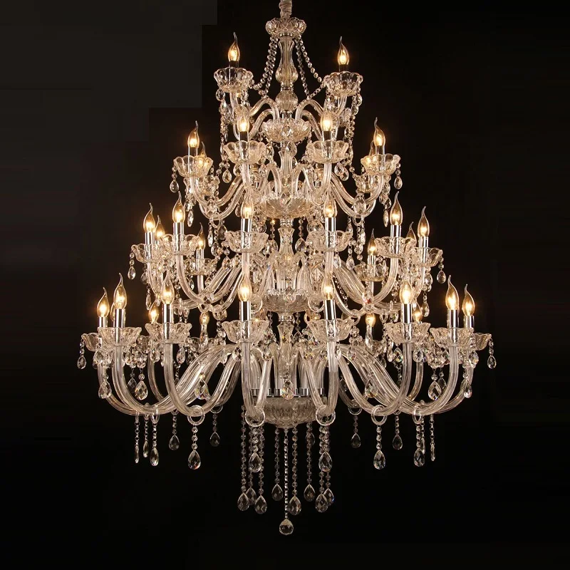 Stairs Layer K9 Crystal Chandelier Pendant Light Luxury Lamp Hotel Lobby Villa Foyer Decoration Living Light Vintage Designer