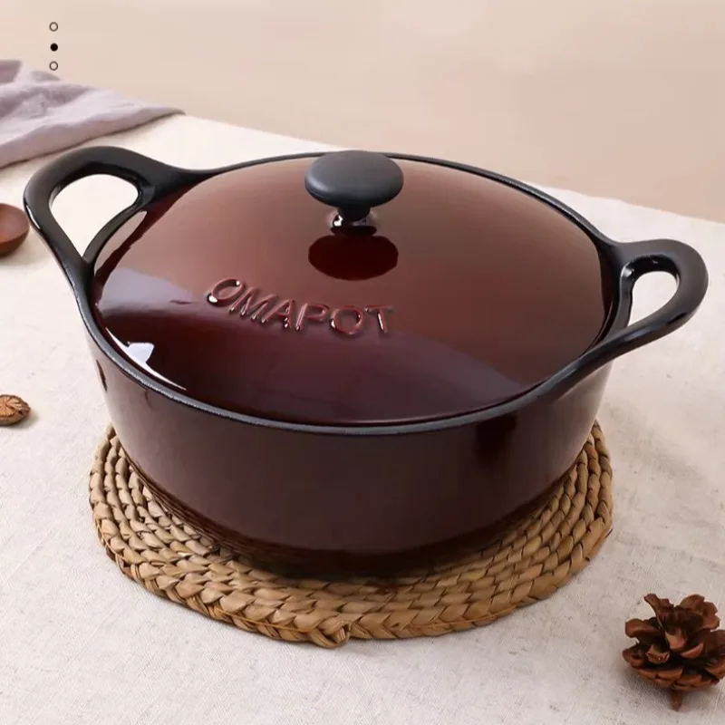 Yuanbao Enameled Cast Iron Casserole, Multi-Purpose Soup Stew Pot for Home, Non-Stick Braising Pan & Clay Pot Rice Cooker Gift
