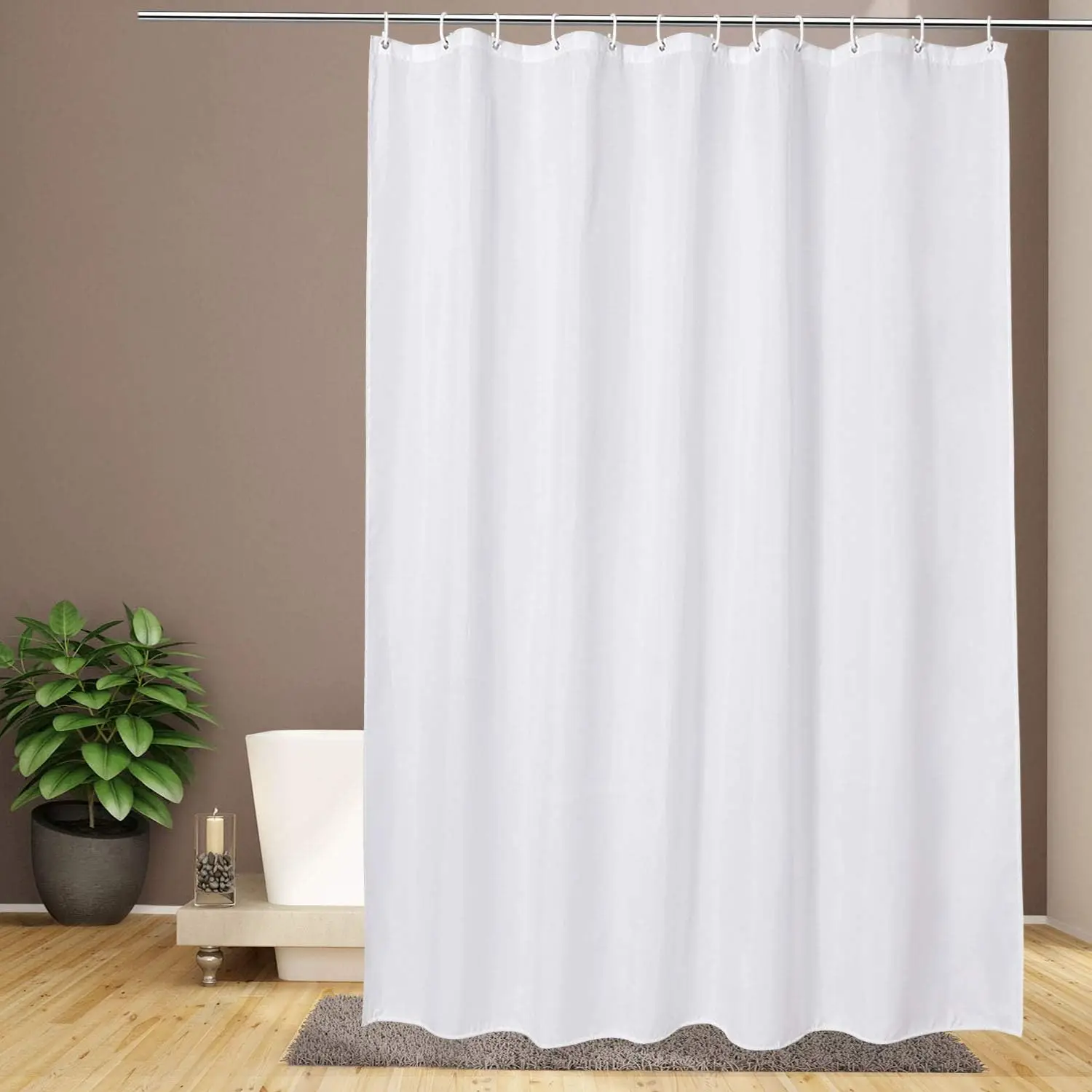 White Fabric Shower Curtain Waterproof Machine Washable Hotel Bathroom Decorative Shower Curtain Multi Size Available
