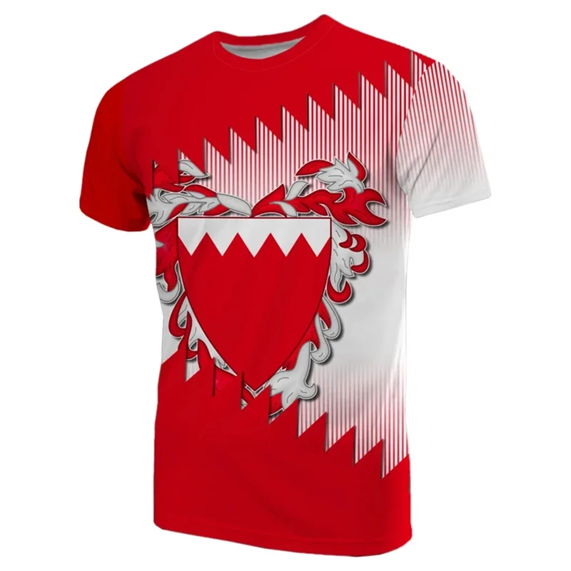 Camiseta con estampado 3D de la República del Bahrein, emblema étnico, mapa de Bahrein, bandera gráfica, camisetas Vintage de manga corta, ropa para hombre